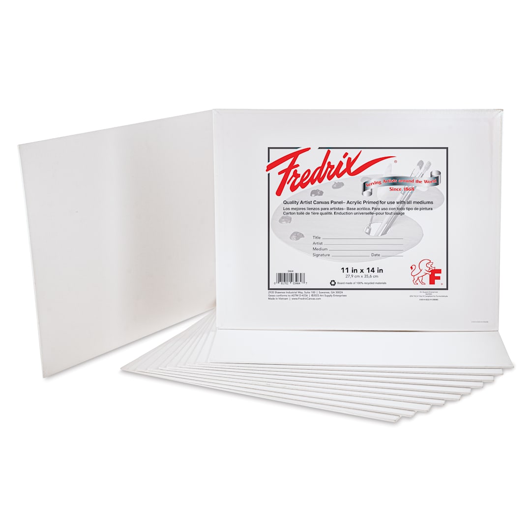 Open in modal - Fredrix Artist Series Standard Canvas Panels - 11" x 14", Pkg of 12