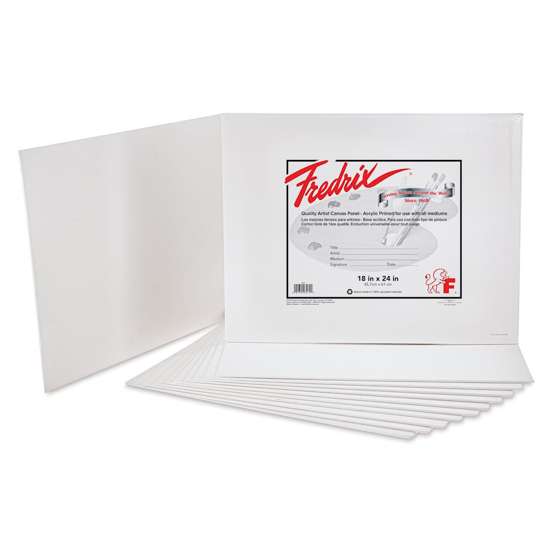 Open in modal - Fredrix Artist Series Standard Canvas Panels - 18" x 24", Pkg of 12