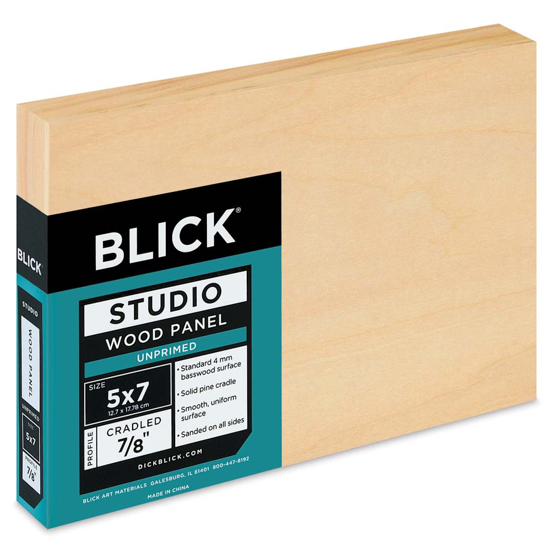 Open in modal - Blick Studio Artists' Wood Panel - Flat Cradle, 5" x 7", 7/8" cradle