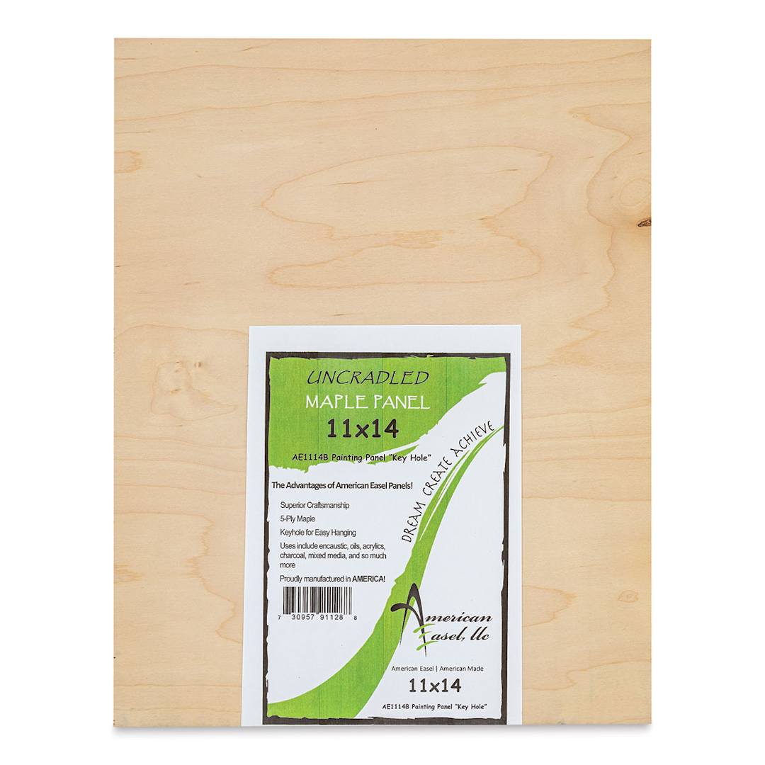 Open in modal - American Easel Maple Panel - 11" x 14", 1/2" Profile, Keyhole front with label