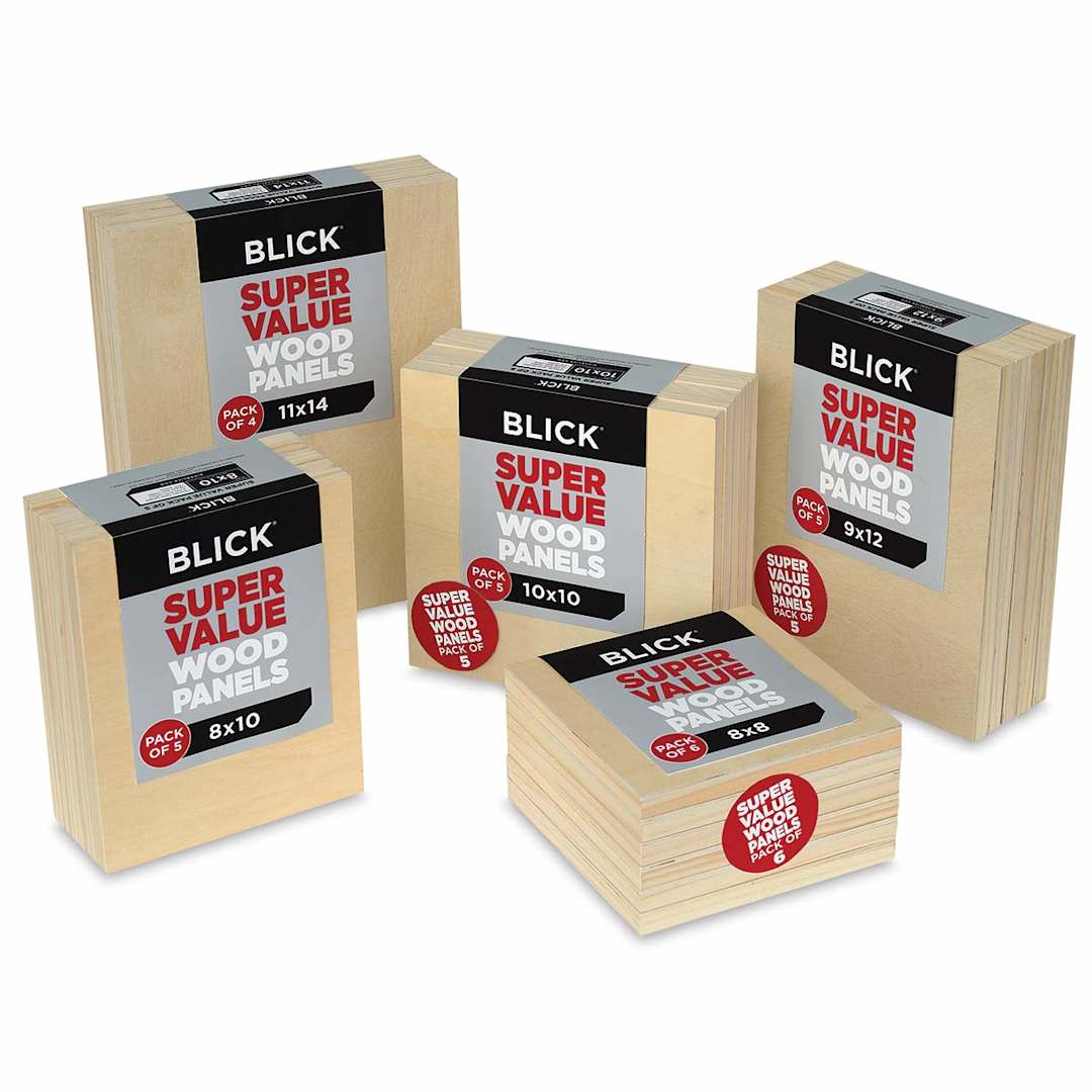 Open in modal - Blick Super Value Wood Panel Pack, Assorted Sizes Shown