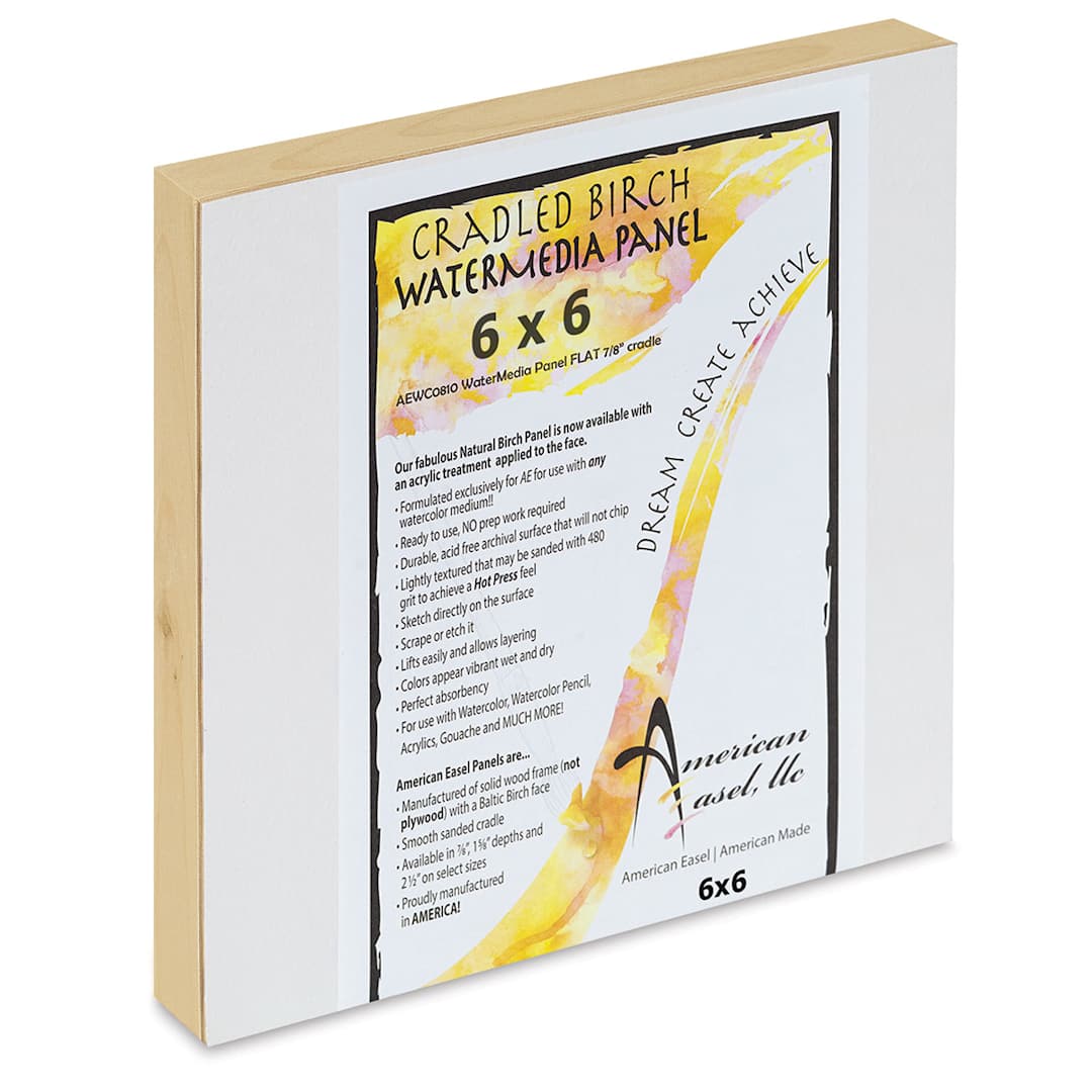 Open in modal - American Easel WaterMedia Panel - 6" x 6", Traditional Profile 7/8"