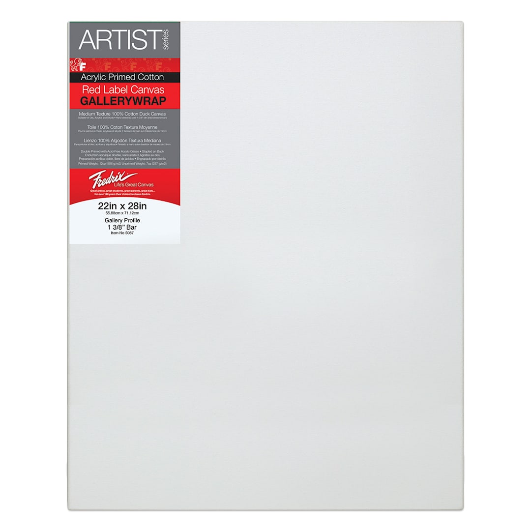 Open in modal - Fredrix Gallerywrap Cotton Canvas - Front of canvas showing label