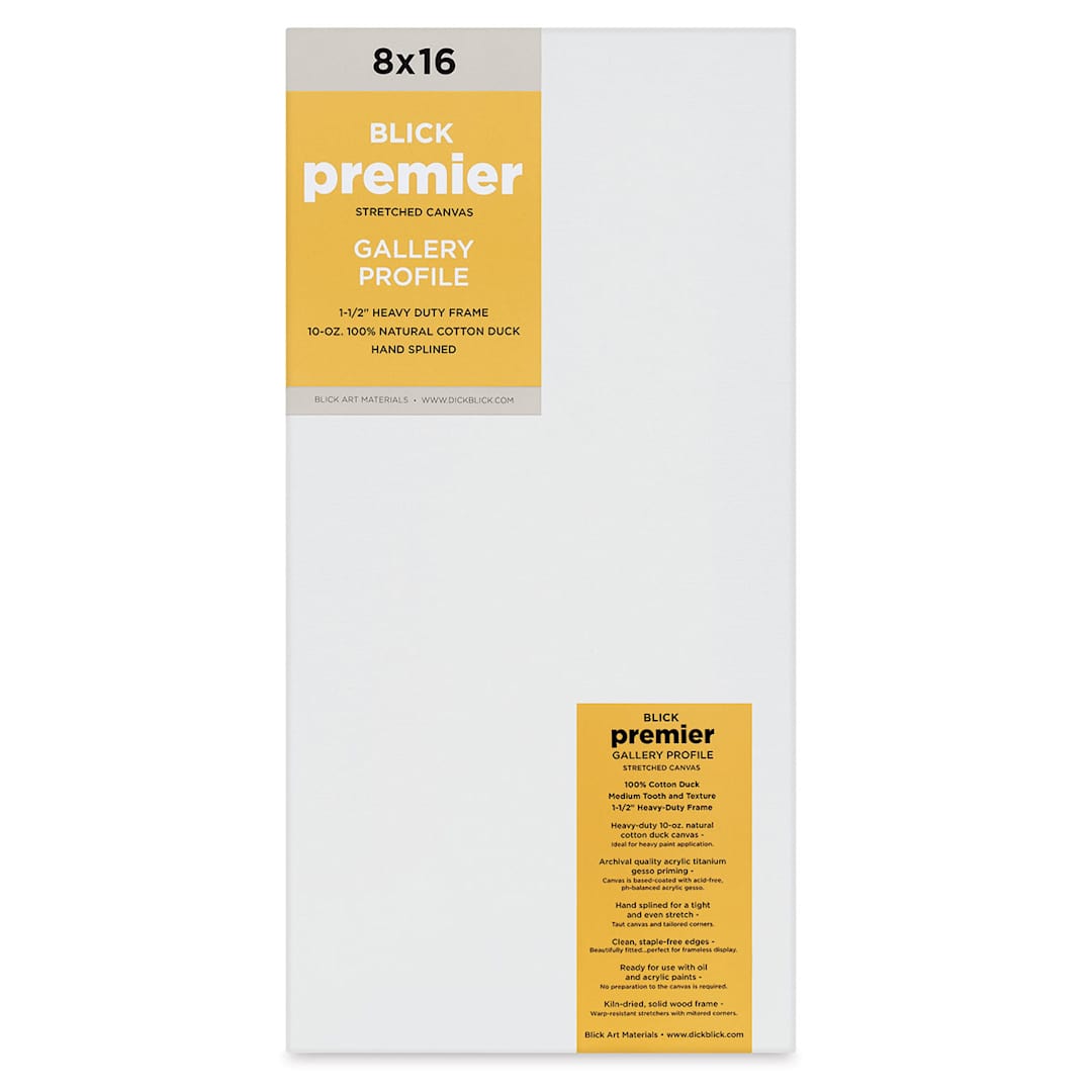 Open in modal - Blick Premier Stretched Cotton Canvas - Gallery Profile, Splined, 8" x 16" (front)