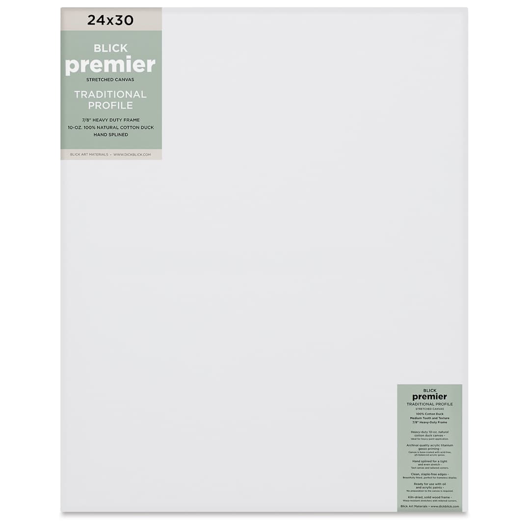 Open in modal - Blick Premier Stretched Cotton Canvas - Traditional Profile, Splined, 24" x 30", front