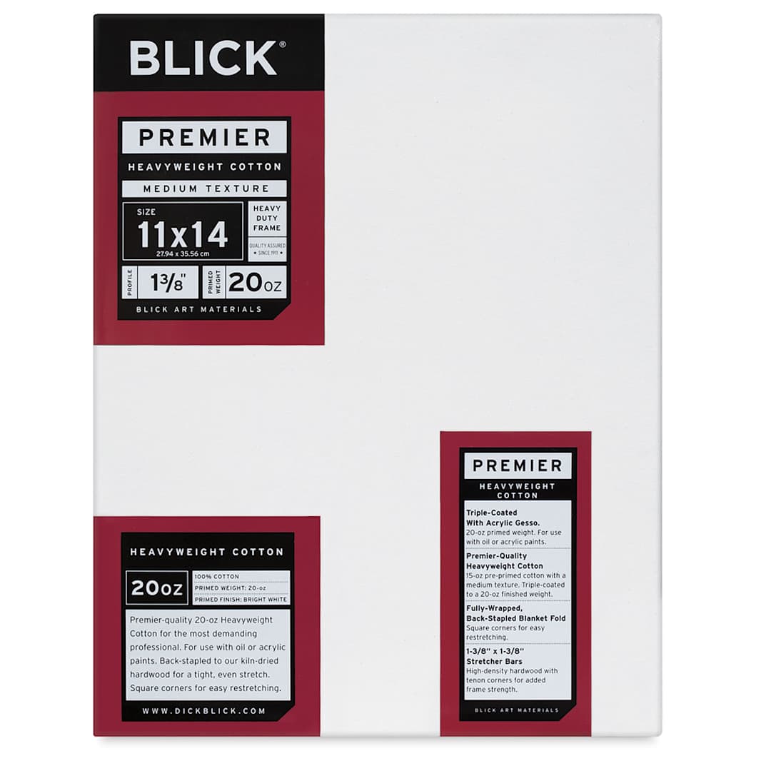 Open in modal - Blick Premier Heavyweight Stretched Cotton Canvas - 11" x 14", 1-3/8" Profile