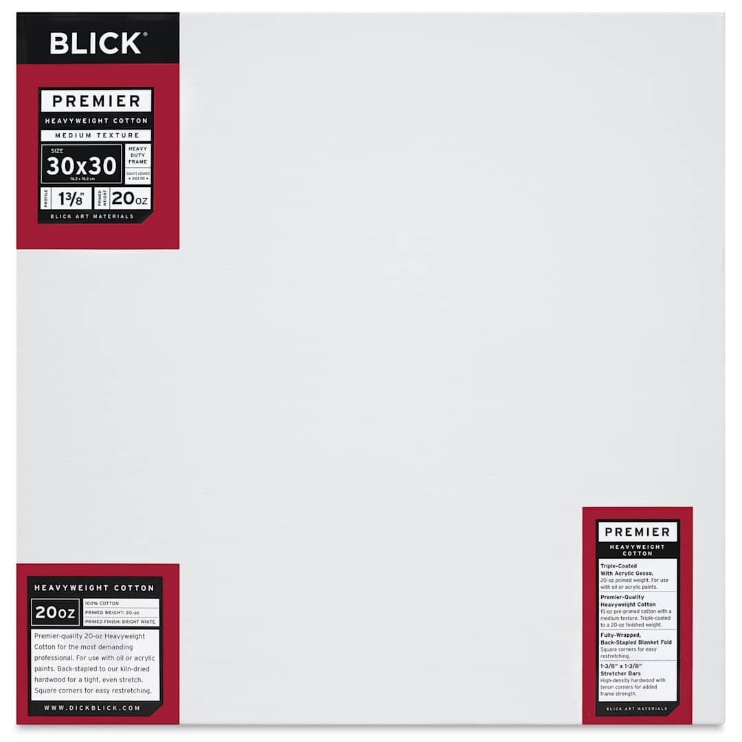 Open in modal - Blick Premier Heavyweight Stretched Cotton Canvas - 30" x 30", 1-3/8" Profile, front