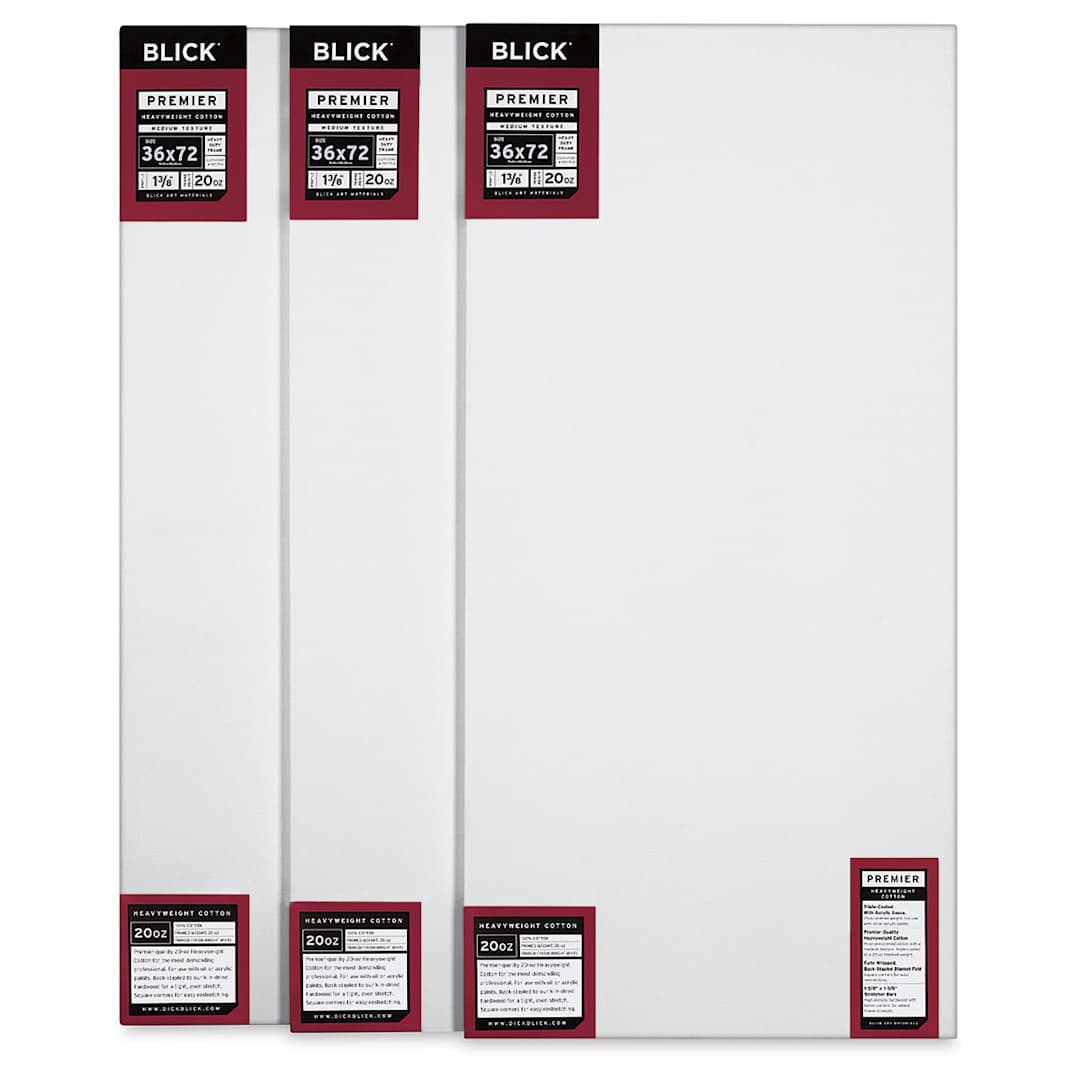 Open in modal - Blick Premier Heavyweight Stretched Cotton Canvas - 36" x 72", 1-3/8" Profile, Pkg of 3