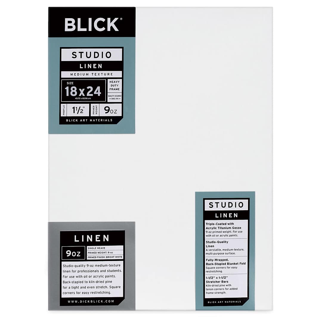 Open in modal - Blick Studio Linen Stretched Canvas - 18" x 24", Gallery 1-1/2" Profile