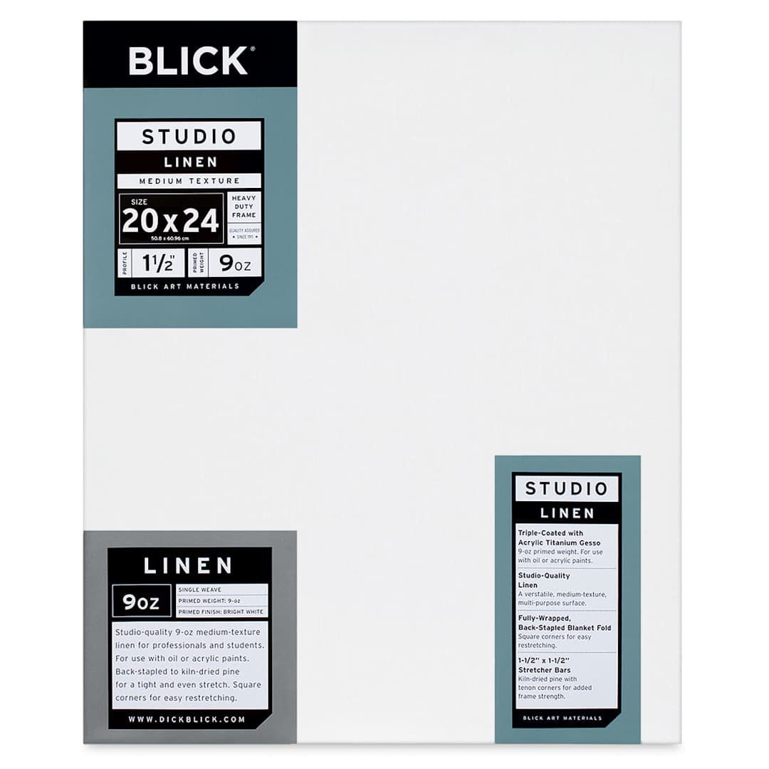 Open in modal - Blick Studio Linen Stretched Canvas - 20" x 24", Gallery 1-1/2" Profile