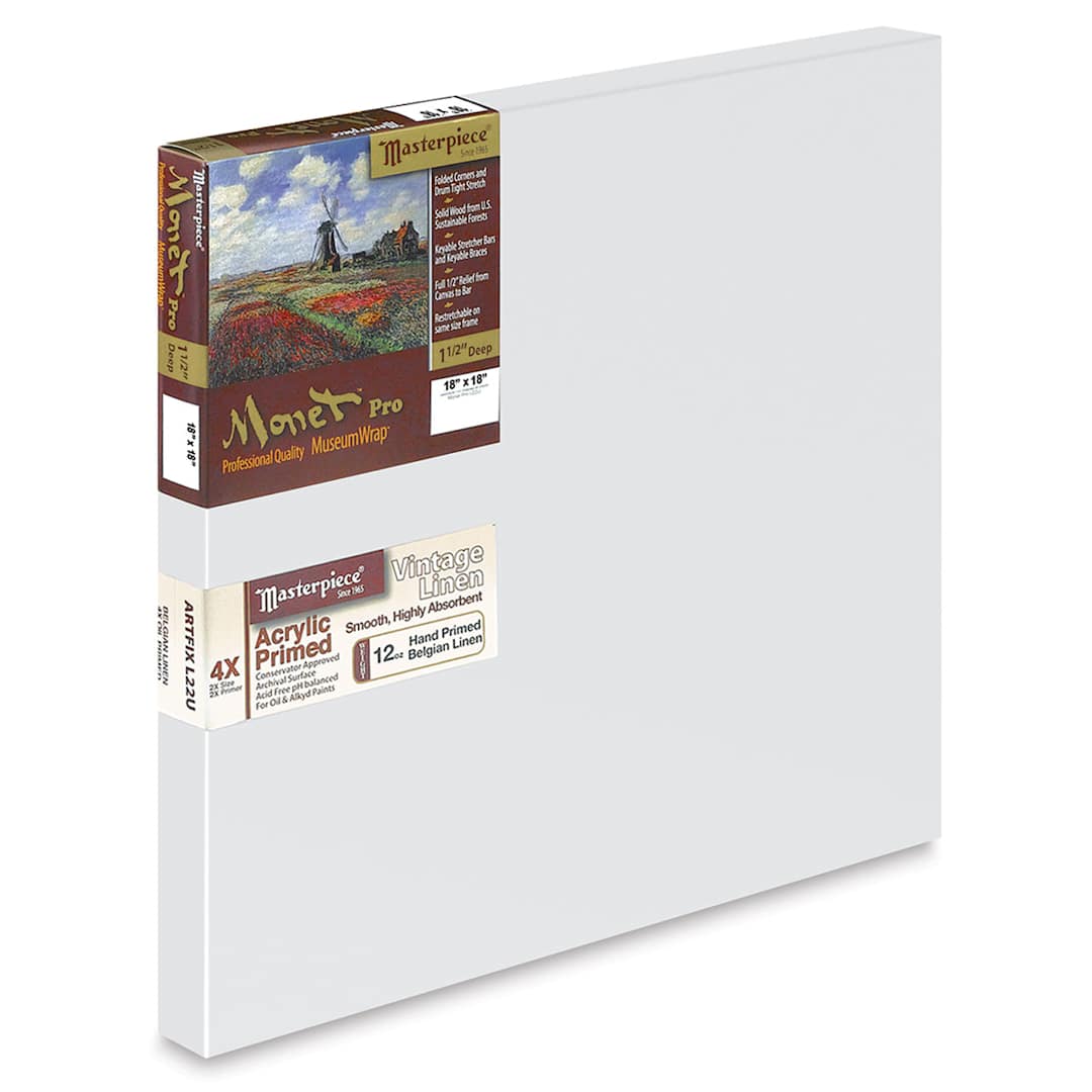 Open in modal - Masterpiece Monet Pro Artfix Linen Canvas - 18" x 18", Acrylic Primed