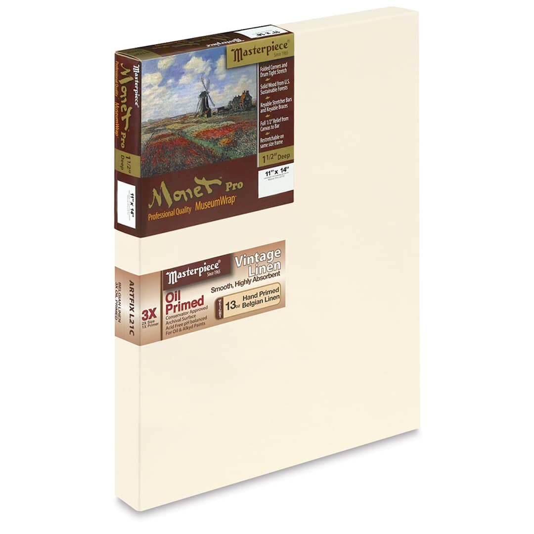 Open in modal - Masterpiece Monet Pro Linen Canvas - 11" x 14", Oil Primed