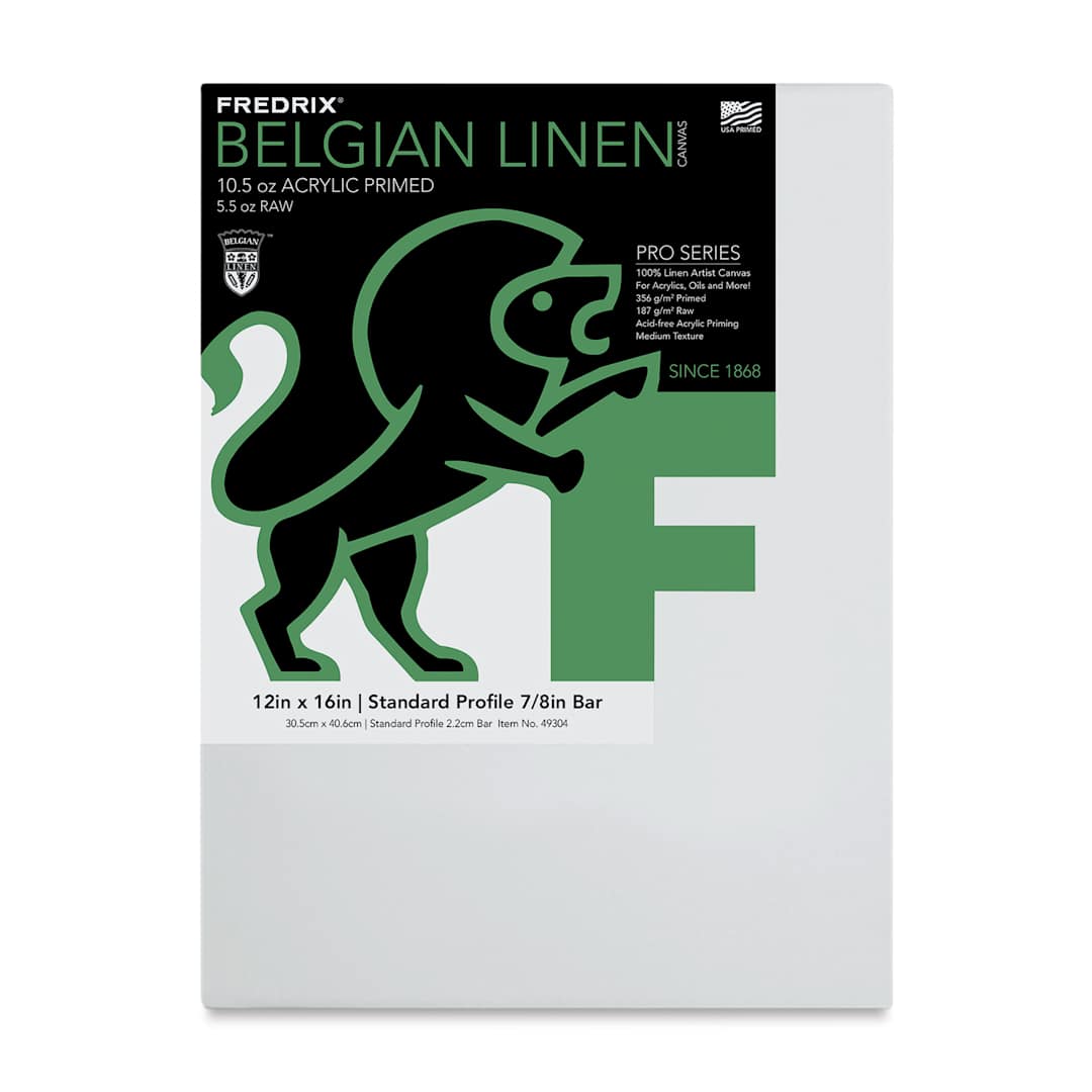 Open in modal - Fredrix Pro Series Traditional Profile Belgian Linen Canvas - 12" x 16", Acrylic Primed