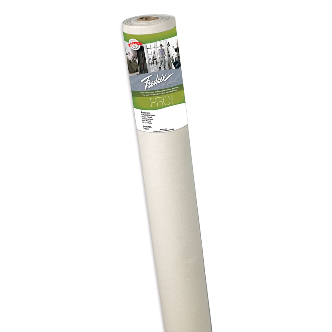 Open in modal - Fredrix Antwerp Linen Roll - 52" x 6 yards, Single Acrylic Primed (Linen roll with label)