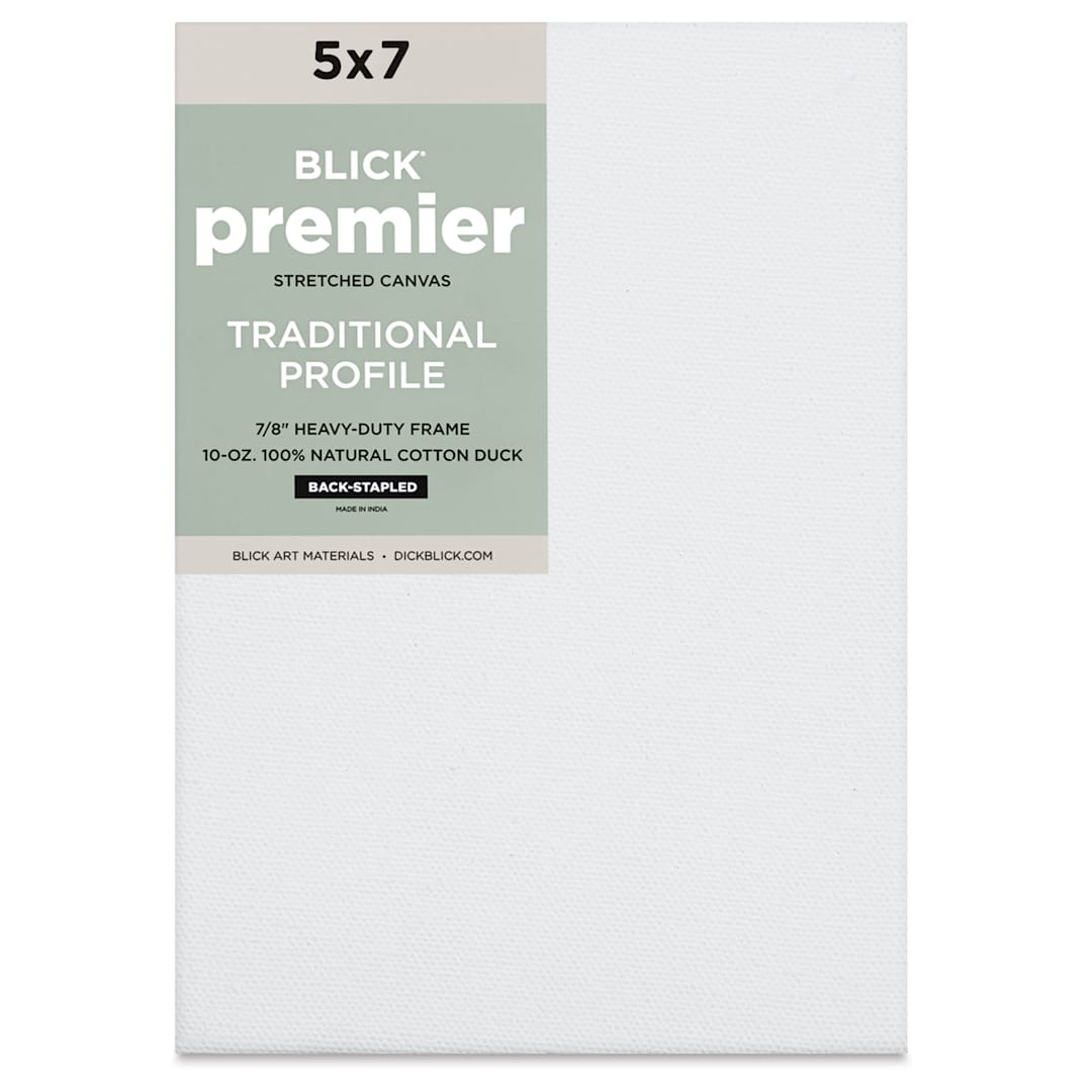 Open in modal - Blick Premier Stretched Cotton Canvas - Traditional Profile, Back-Stapled, 5" x 7", front