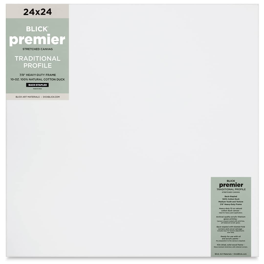 Open in modal - Blick Premier Stretched Cotton Canvas - Traditional Profile, Back-Stapled, 24" x 24", front