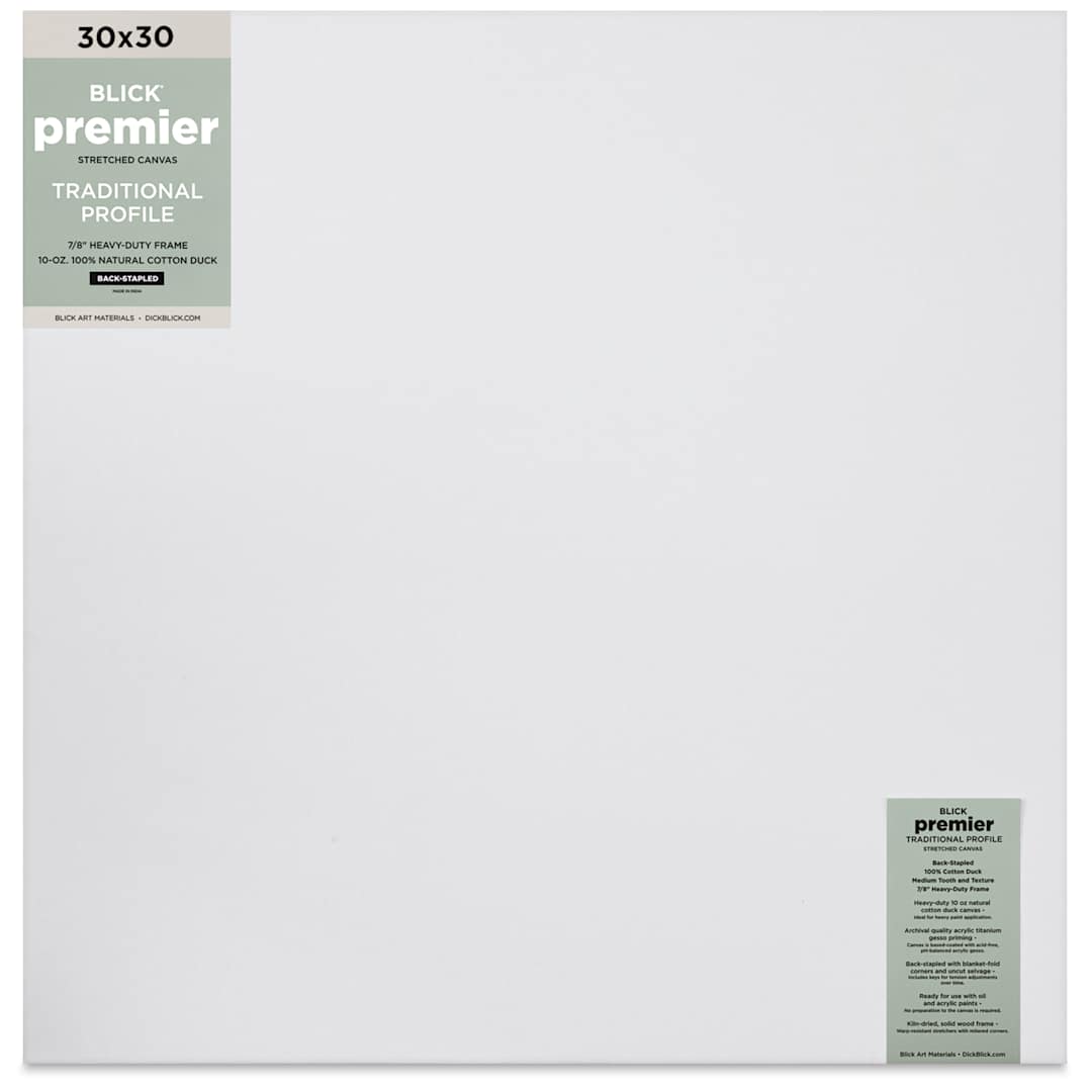 Open in modal - Blick Premier Stretched Cotton Canvas - Traditional Profile, Back-Stapled, 30" x 30", front
