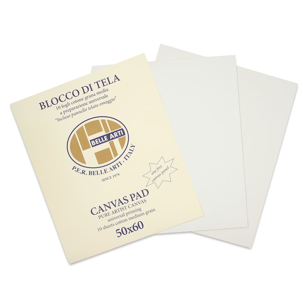 Open in modal - Belle Arti Acrylic Primed Canvas Pad - 19.7" x 23.6", 10 Sheets, front cover with sheets