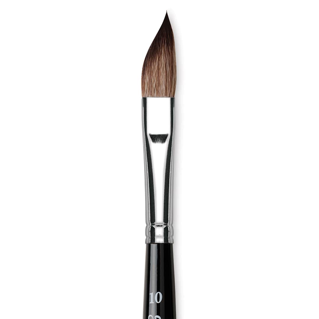 Open in modal - Da Vinci Casaneo Synthetic Squirrel Watercolor Brush - Sword, Size 10, Xtra Short Handle (close-up)