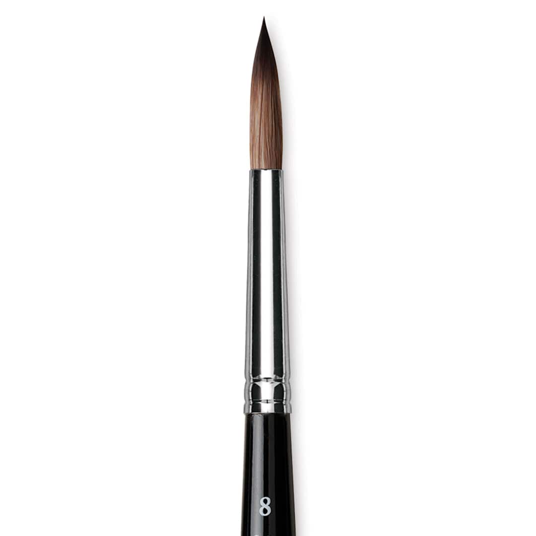 Open in modal - Da Vinci Casaneo Synthetic Squirrel Watercolor Brush - Round, Size 8, Xtra Short Handle (close-up)