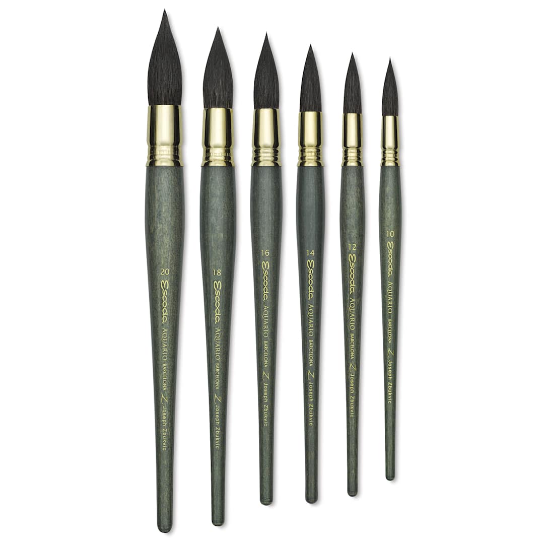 Open in modal - Escoda Aquario Gold Squirrel Mop Brushes (selection of sizes, full length)