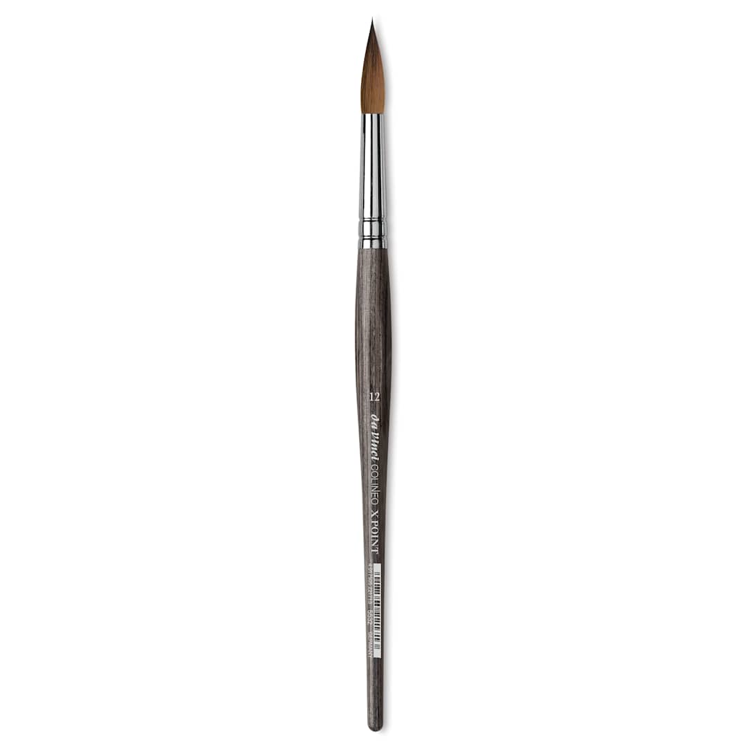 Open in modal - Da Vinci Colineo Synthetic Kolinsky Sable Brush - X Point Round, Size 12, Short Handle, close-up