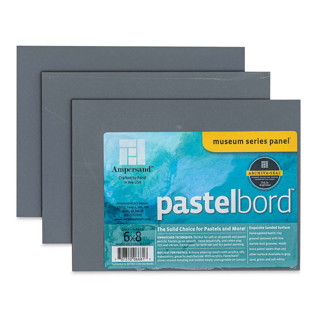 Open in modal - Ampersand Pastelboard Panel - 6" x 8", 1/8" Profile, Gray, Pkg of 3