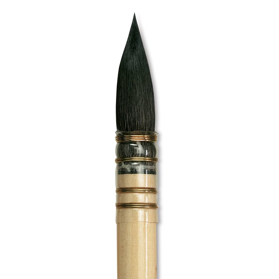 Open in modal - Da Vinci Petit Gris Pur Blue Squirrel Brush - Quill, Short Handle, Size 5 close up