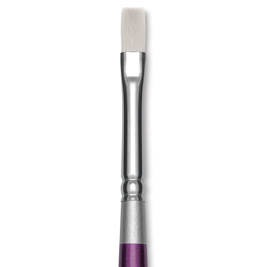 Open in modal - Silver Brush Silver Silk 88 Synthetic Brush - Short Handle, Flat Shader, Size 6, close-up