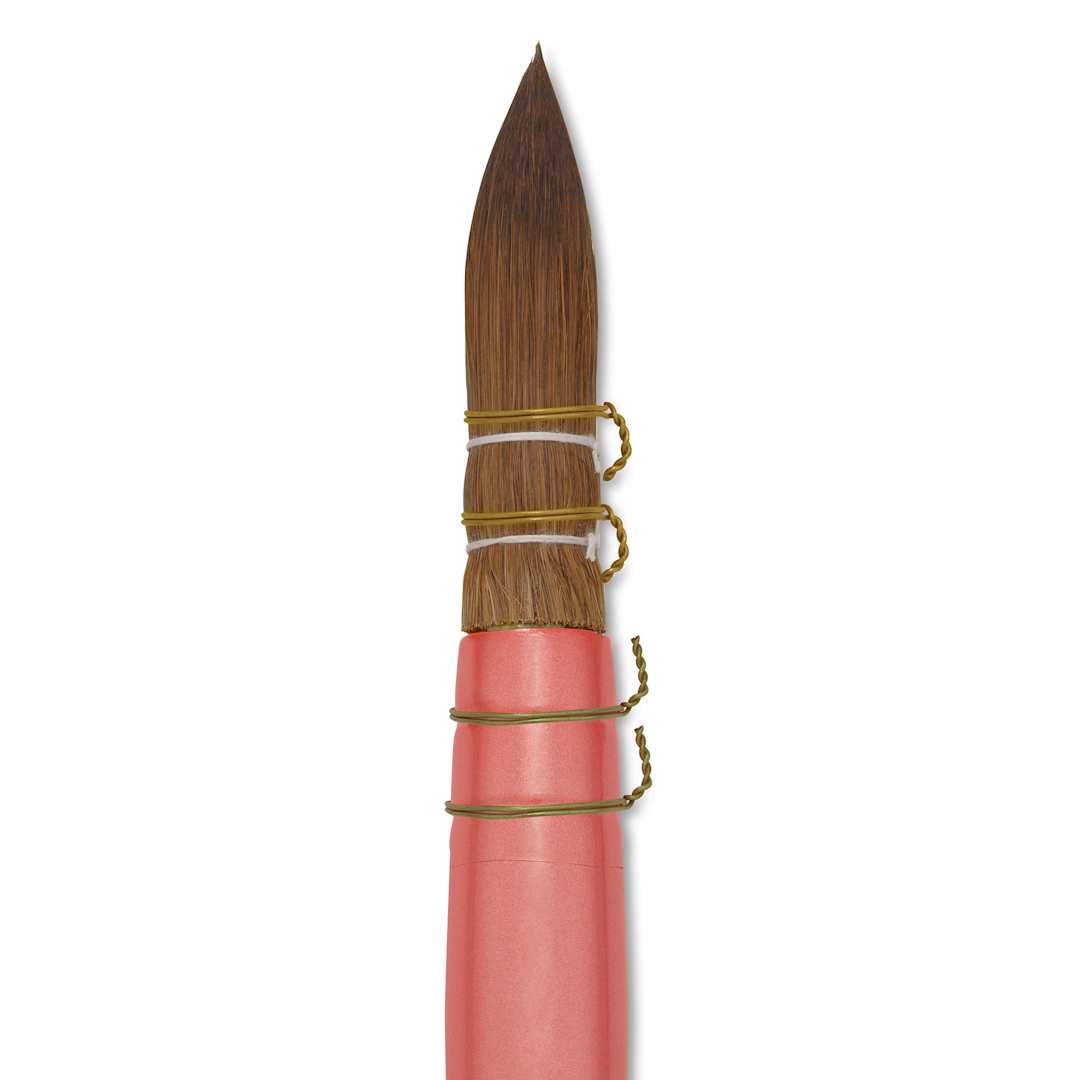 Open in modal - Dynasty Water Lily Watercolor Brush - Short Handle, Quill, Size 6, close-up