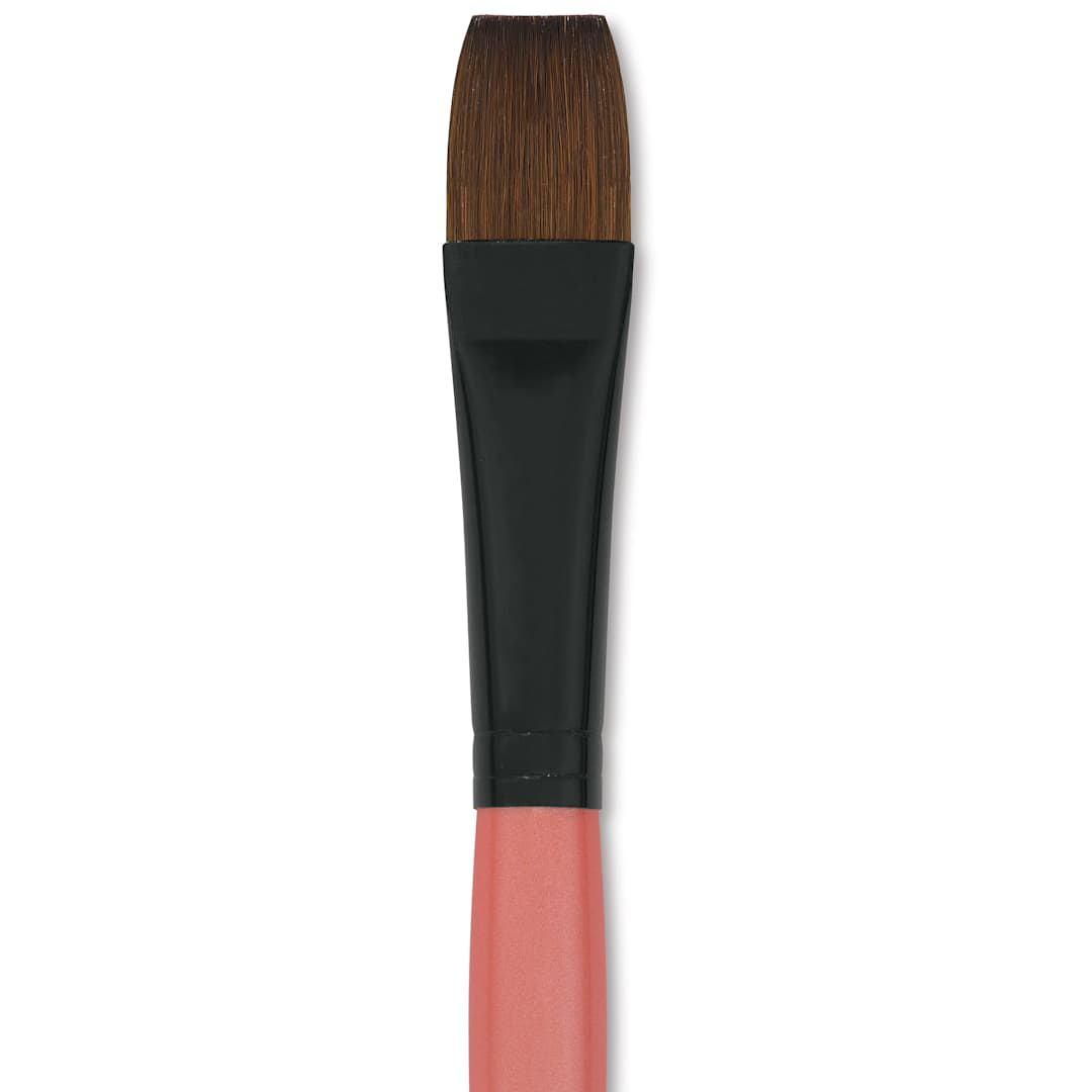 Open in modal - Dynasty Water Lily Watercolor Brush - Short Handle, Flat, Size 1/2", close-up