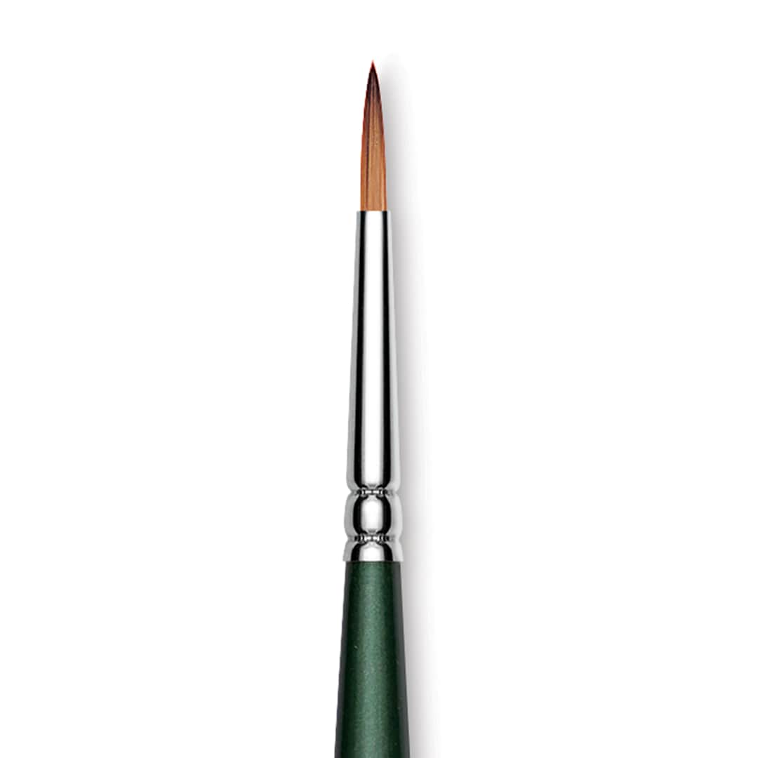 Open in modal - Utrecht Series 6150 Synthetic Golden Taklon Watercolor Brush - Round, Size 2, Short Handle