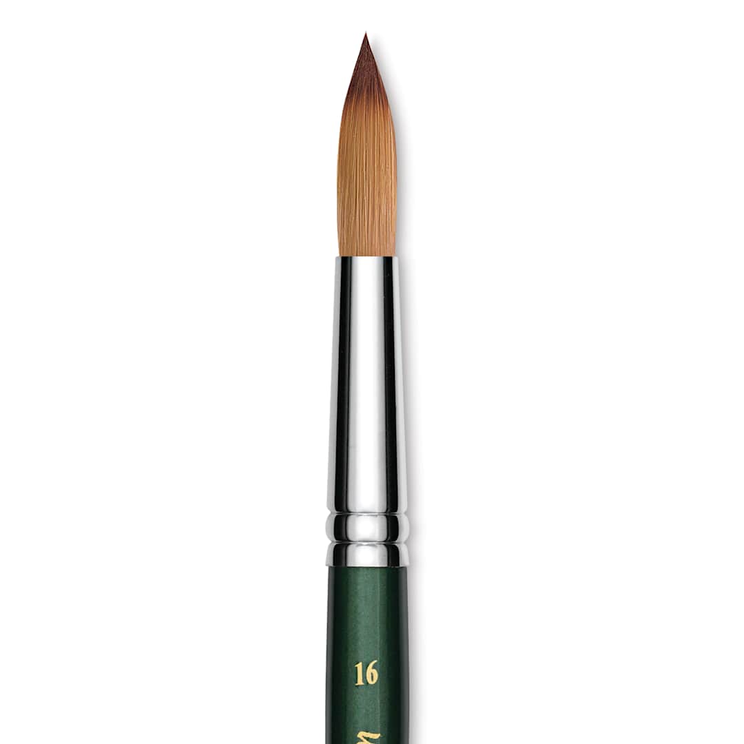 Open in modal - Utrecht Series 6150 Synthetic Golden Taklon Watercolor Brush - Round, Size 16, Short Handle
