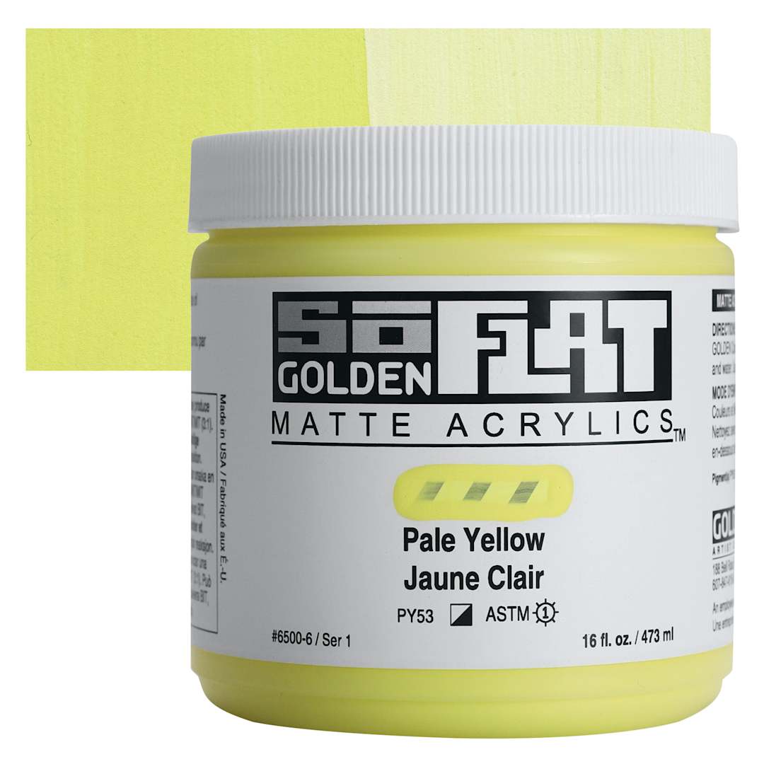 Open in modal - Golden SoFlat Matte Acrylic Paint - Pale Yellow, 473 ml, Jar and swatch