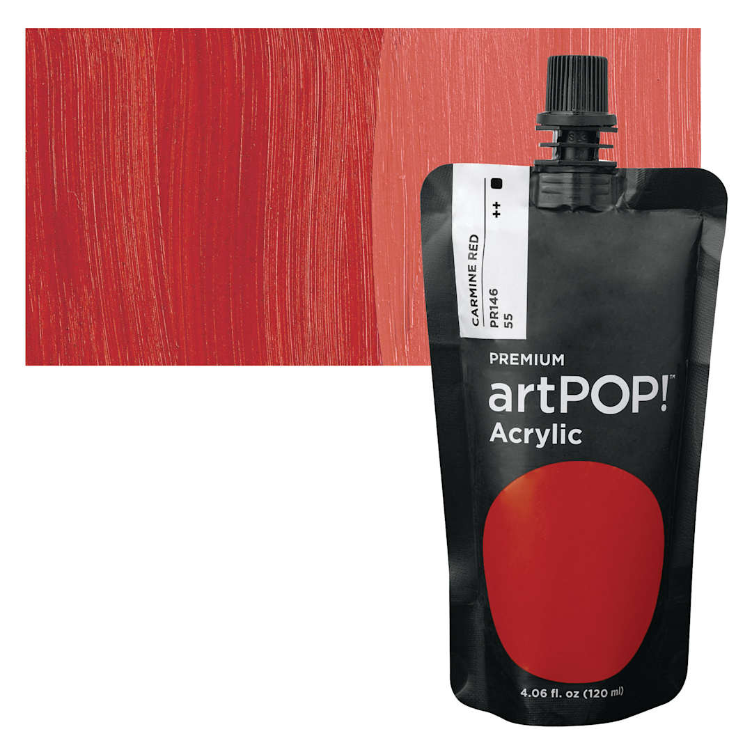 Open in modal - artPOP! Heavy Body Acrylic Paint - Carmine Red, 120 ml Pouch and swatch