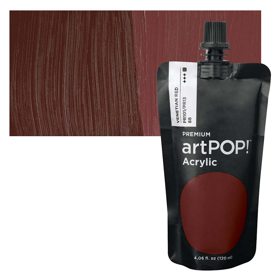 Open in modal - artPOP! Heavy Body Acrylic Paint - Venetian Red, 120 ml Pouch and swatch