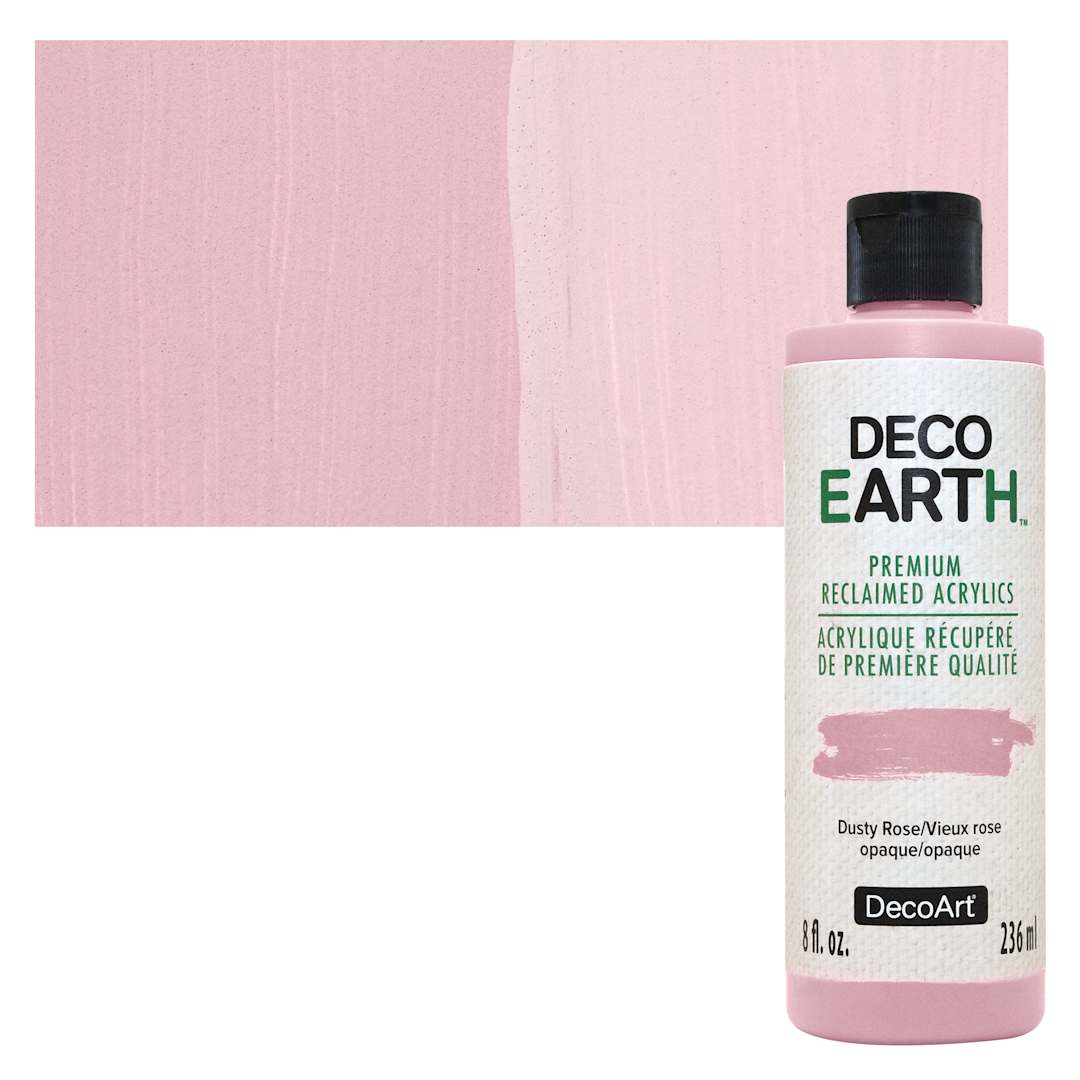 Open in modal - DecoArt DecoEarth Premium Reclaimed Acrylic Paint - Dusty Rose, 8 oz bottle with swatch