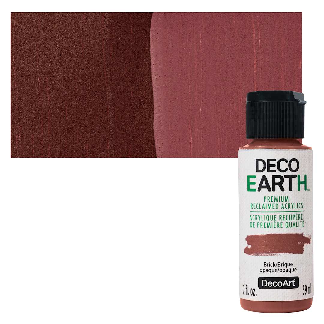 Open in modal - DecoArt DecoEarth Premium Reclaimed Acrylic Paint - Brick, 2 oz bottle with swatch