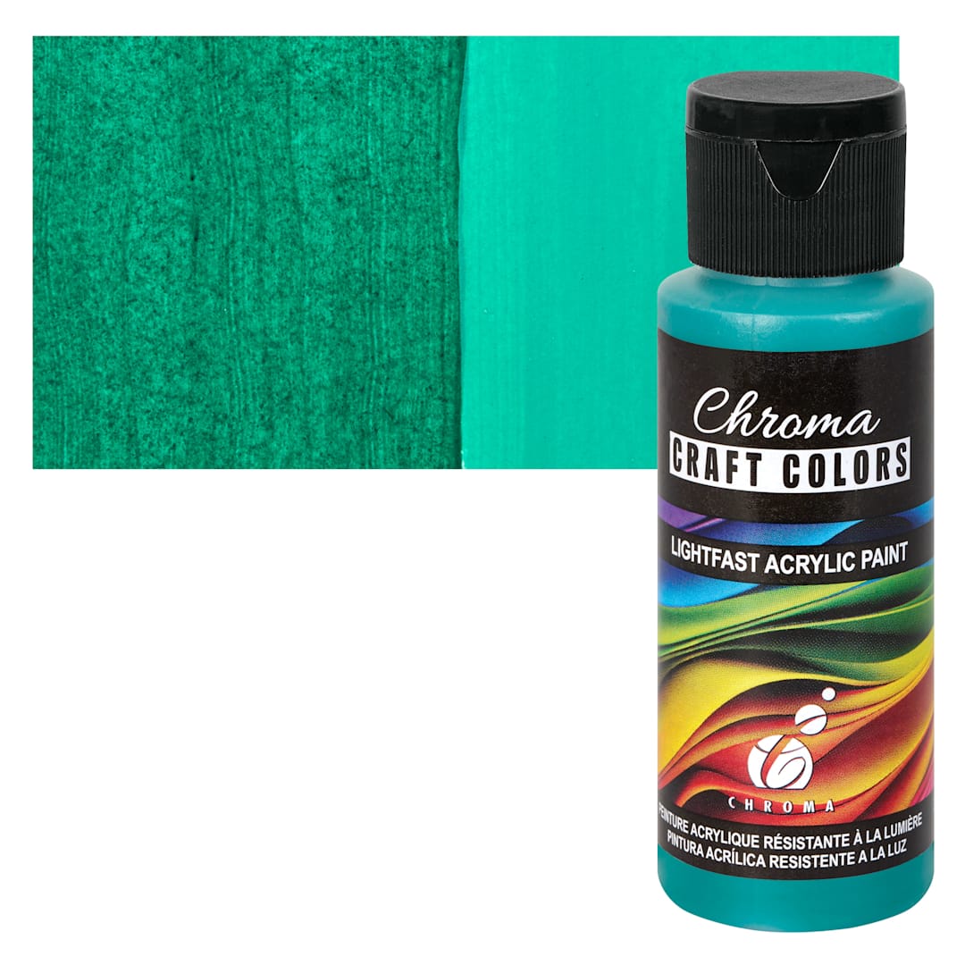 Open in modal - Chroma Craft Colors Acrylic Paint - Shadow Forest, swatch and bottle