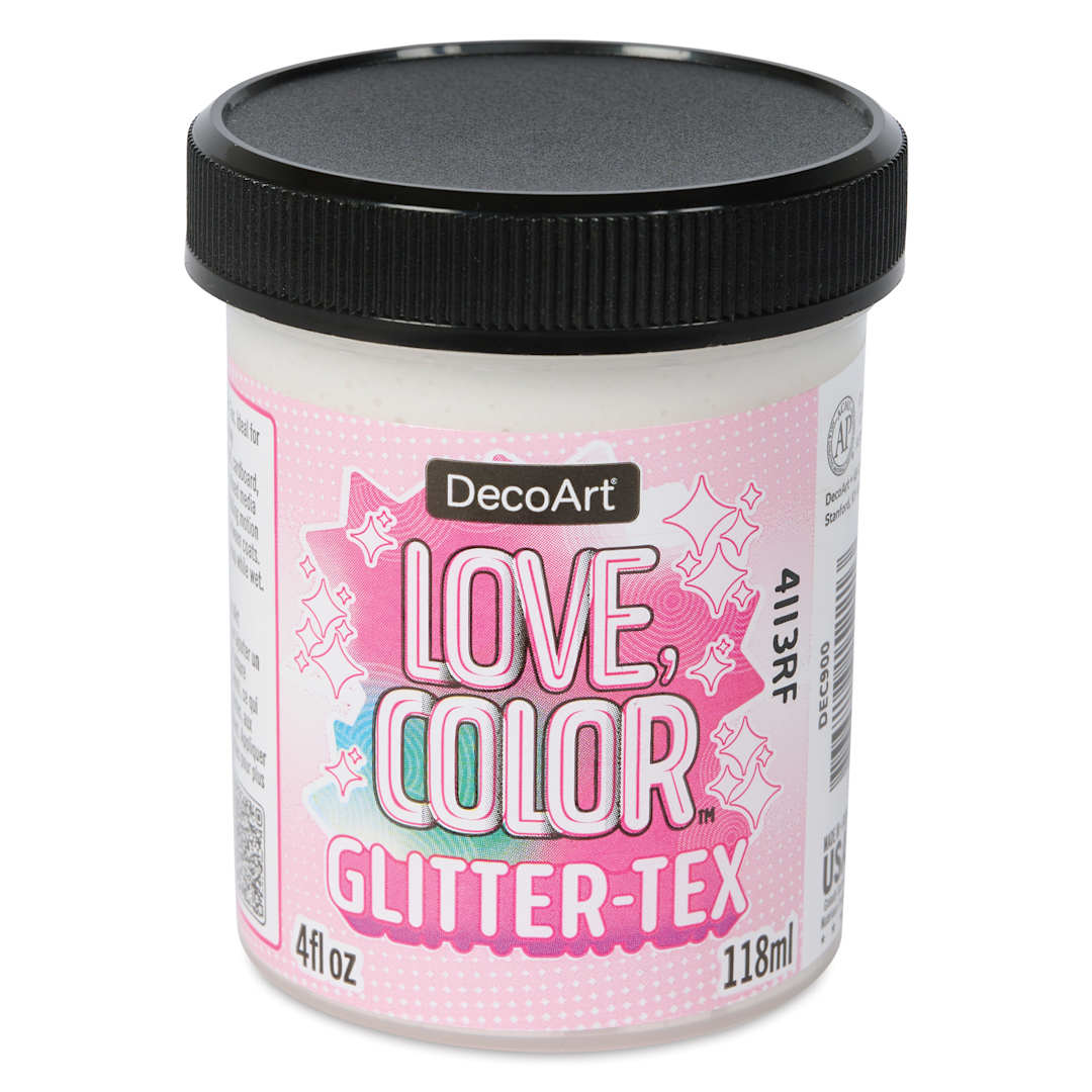 Open in modal - DecoArt Love Color, Glittertex Texture Acrylic Paint - White, 4 oz