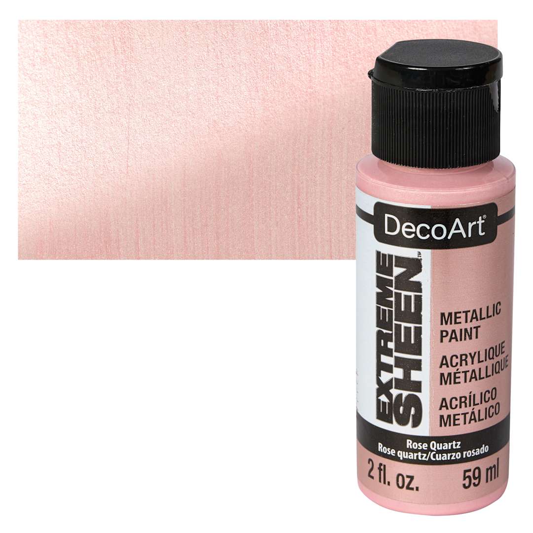 Open in modal - DecoArt Extreme Sheen Metallic Acrylic Paint - Rose Quartz, 2 oz bottle and swatch