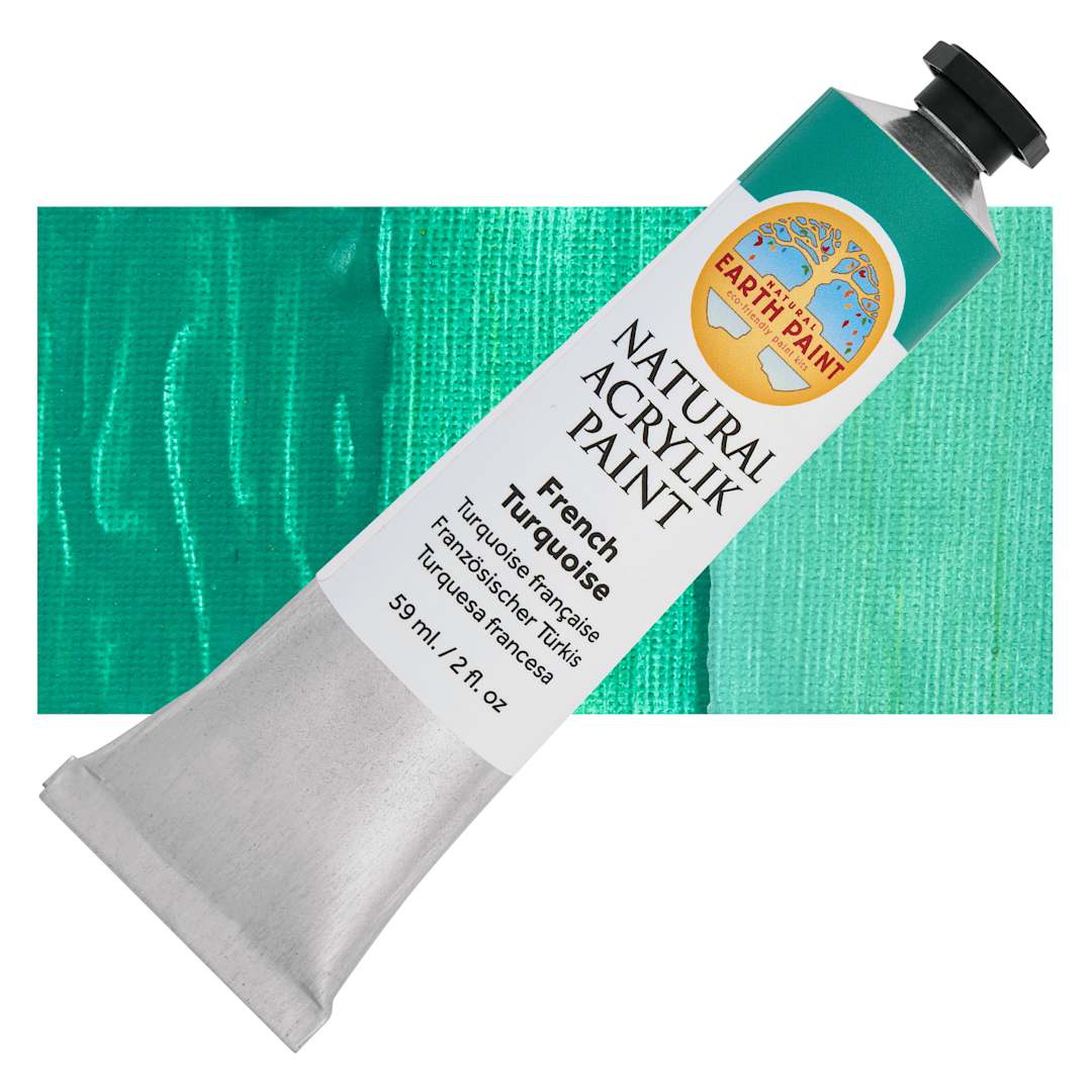 Open in modal - Natural Earth Paint Natural Acrylik Paint - French Turquoise, 59 ml tube and swatch