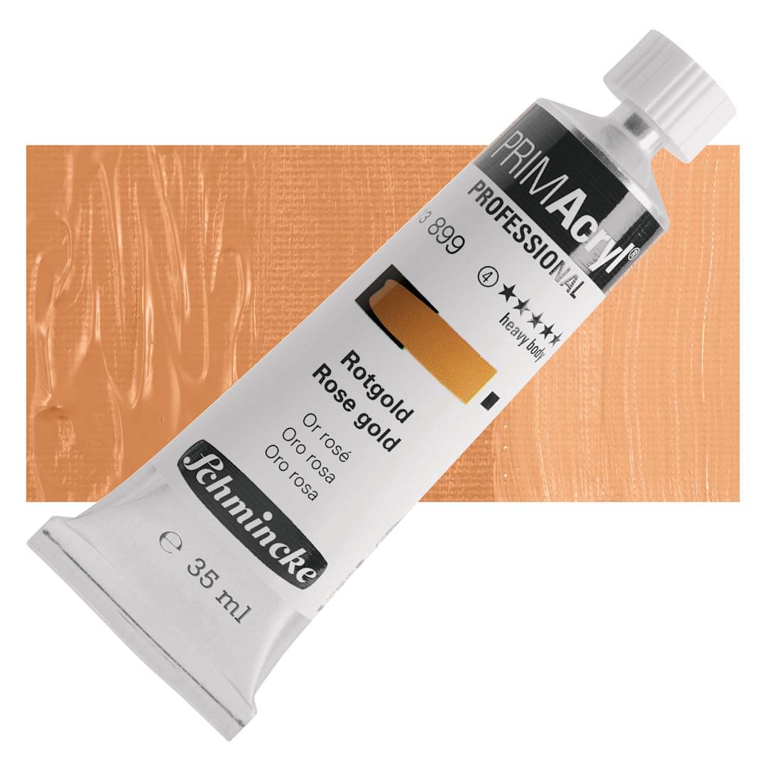 Open in modal - Schmincke Primacryl Professional Acrylic Paint - Rose Gold, 35 ml Tube and swatch