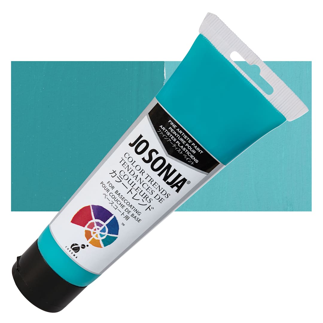 Open in modal - Chroma's Jo Sonja Color Trends Acrylic Paint - Blue Lagoon - Tube and Swatch