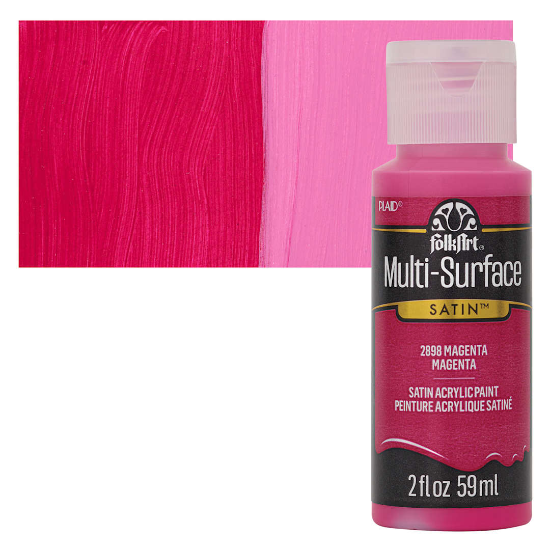 Open in modal - FolkArt Multi-Surface Acrylic Paint - Magenta, 59 ml bottle and swatch