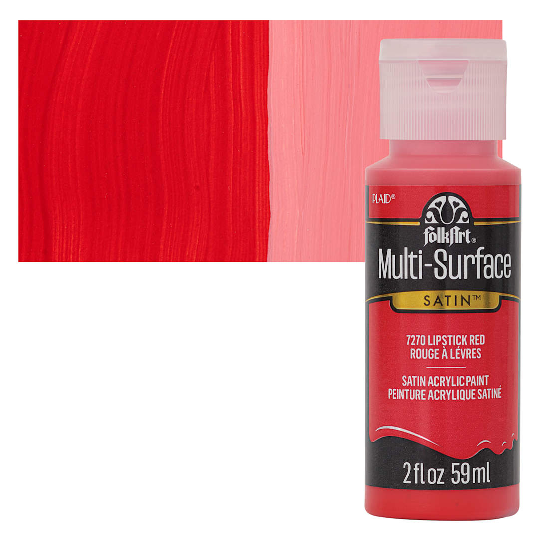 Open in modal - FolkArt Multi-Surface Acrylic Paint - Lipstick Red, 59 ml bottle and swatch