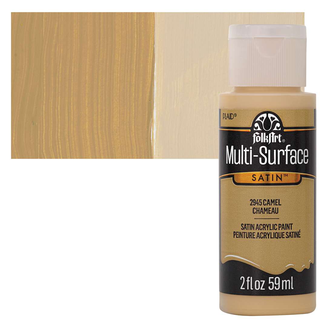 Open in modal - FolkArt Multi-Surface Acrylic Paint - Camel, 59 ml bottle and swatch