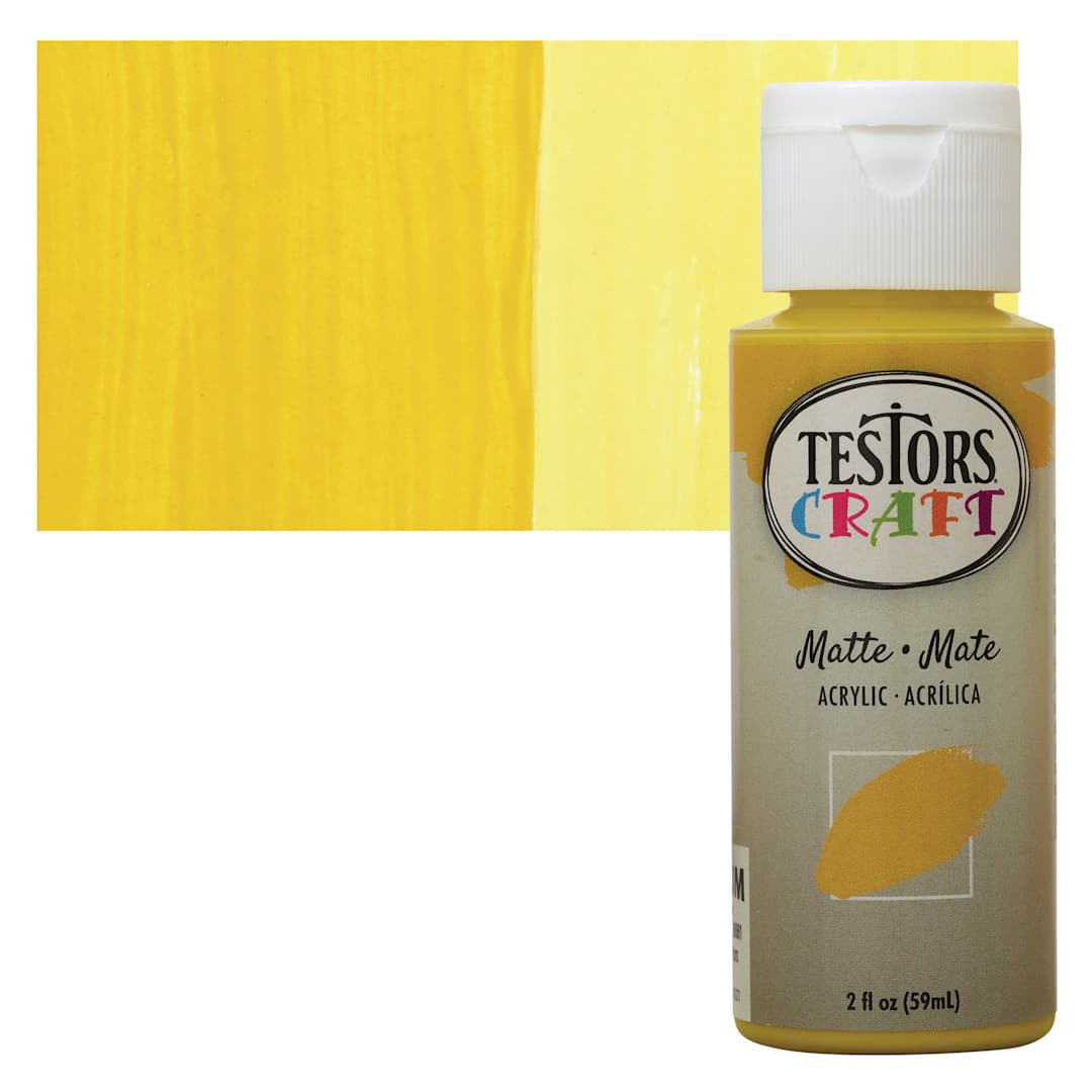 Open in modal - Testors Craft Acrylic Paint - Daffodil, 2 oz Bottle and swatch