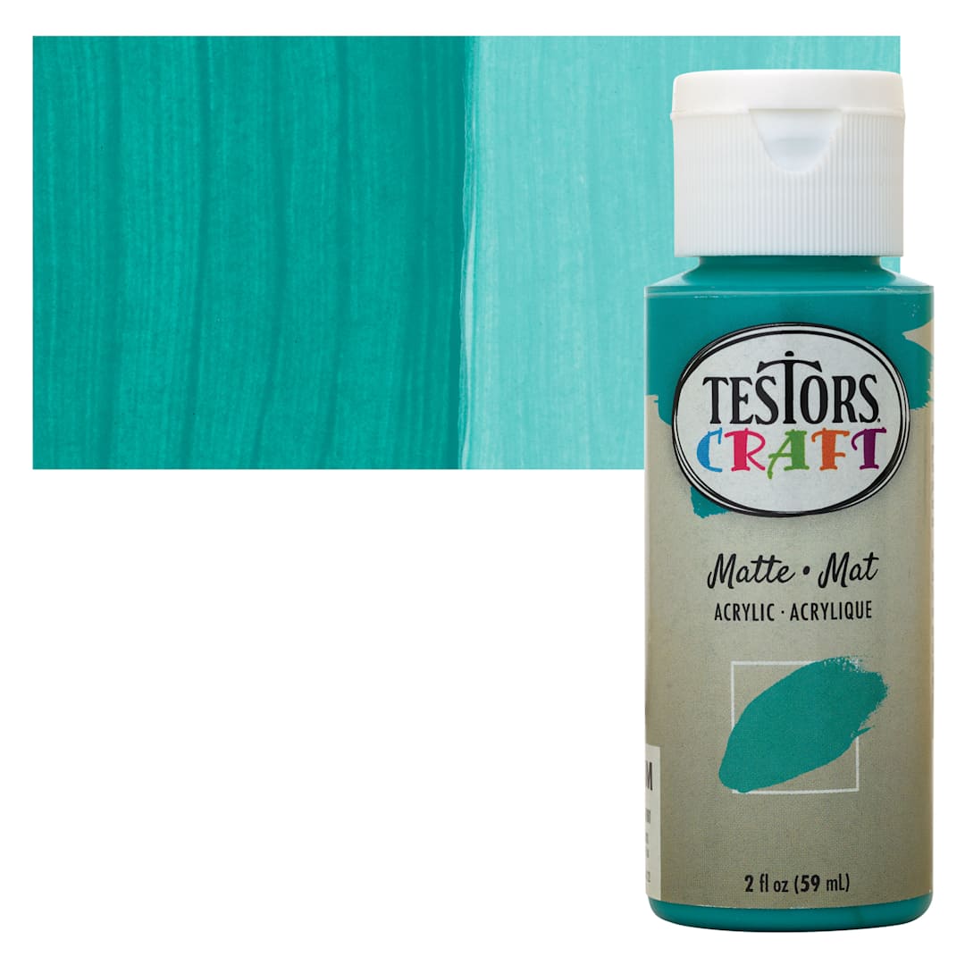 Open in modal - Testors Craft Acrylic Paint - Turquoise, 2 oz Bottle and swatch