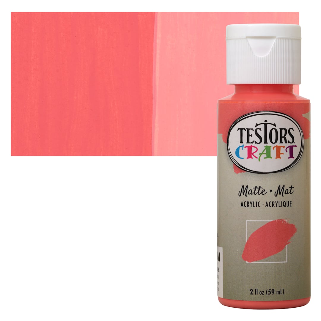 Open in modal - Testors Craft Acrylic Paint - Coral Cove, 2 oz Bottle and swatch